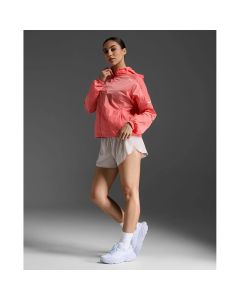 2XU Womens Aero Windbreaker pink glow/white reflective