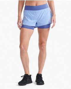 2XU Womens Aero 2-in-1 4 Inch Shorts hydrangea/marlin